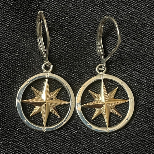 Compass Rose Leverback Earrings
