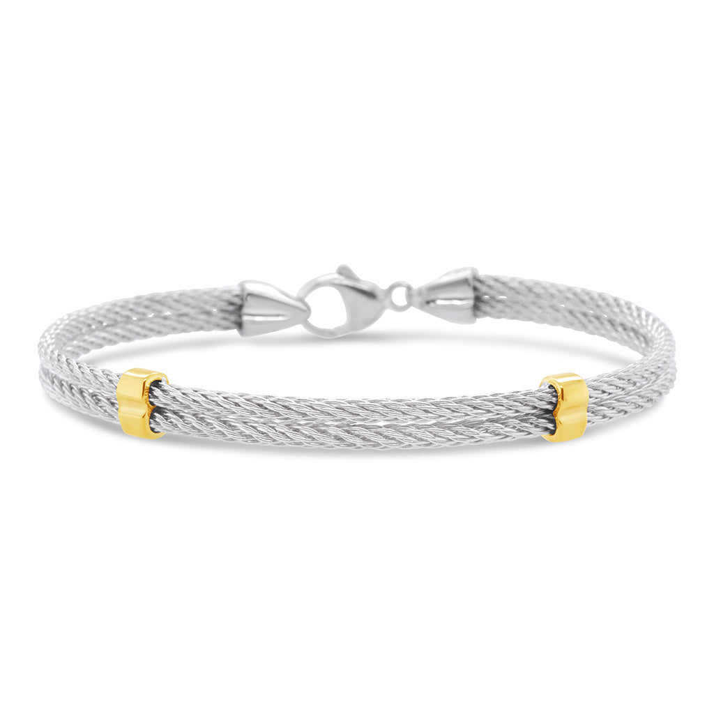 Double 2mm Cable Bracelet with Infinity Clasp - 7"