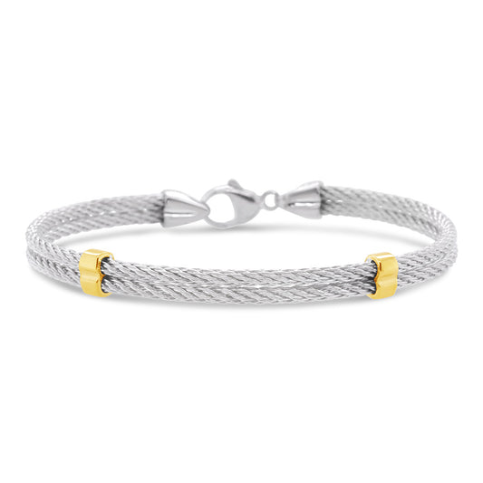 Double 2mm Cable Bracelet with Infinity Clasp - 7"