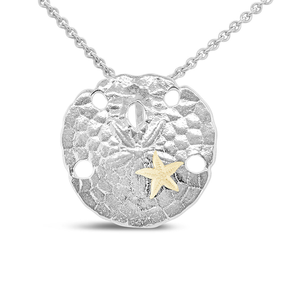 Sanddollar with Starfish Applique Pendant