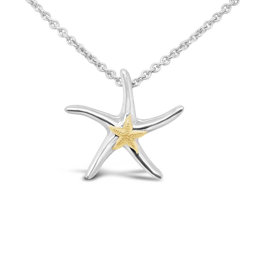 Dancing Starfish Pendant with Baby Starfish Applique