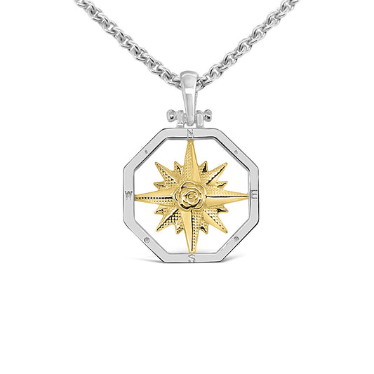 Small Octagon Compass Rose Pendant