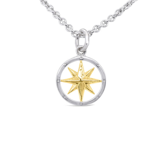 Tiny Round Compass Rose Pendant