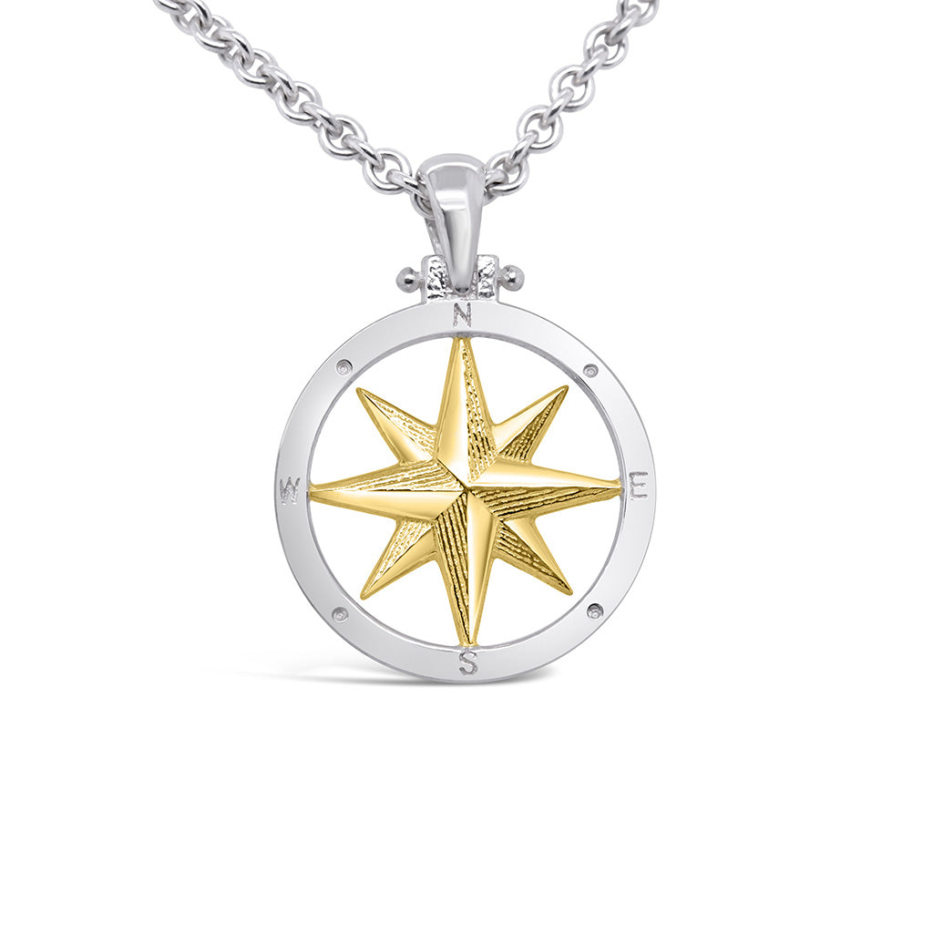 Small Round Compass Rose Pendant