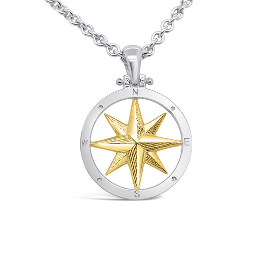 Small Round Compass Rose Pendant