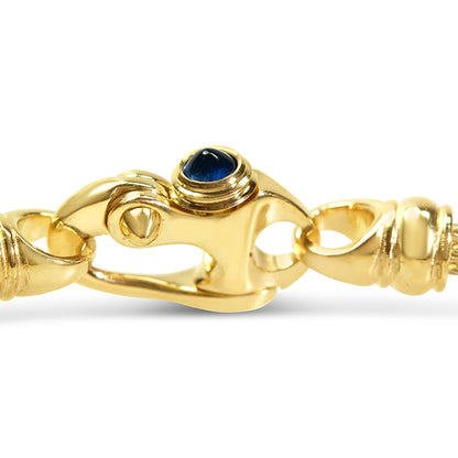 Cable Bracelet with Mariner's Clasp and Sapphire Bullet