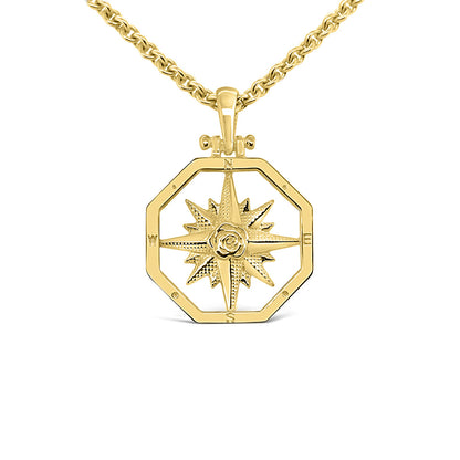 Small Octagon Compass Rose Pendant