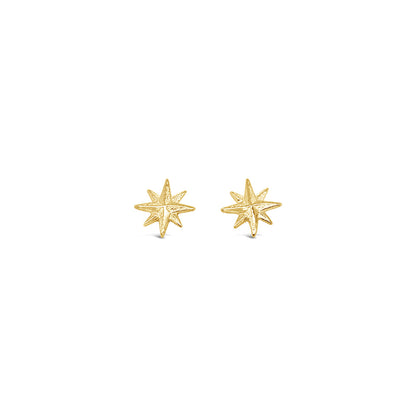 Tiny Compass Rose Star Stud Earrings