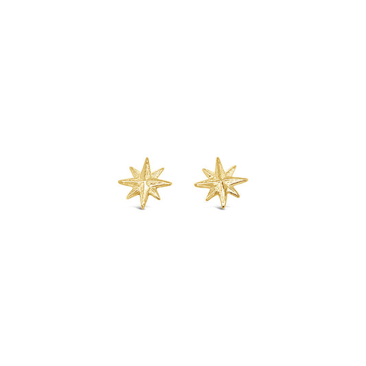 Tiny Compass Rose Star Stud Earrings