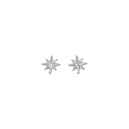 Tiny Compass Rose Star Stud Earrings