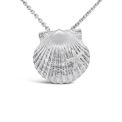 Scallop Shell with 14k Starfish Applique Pendant